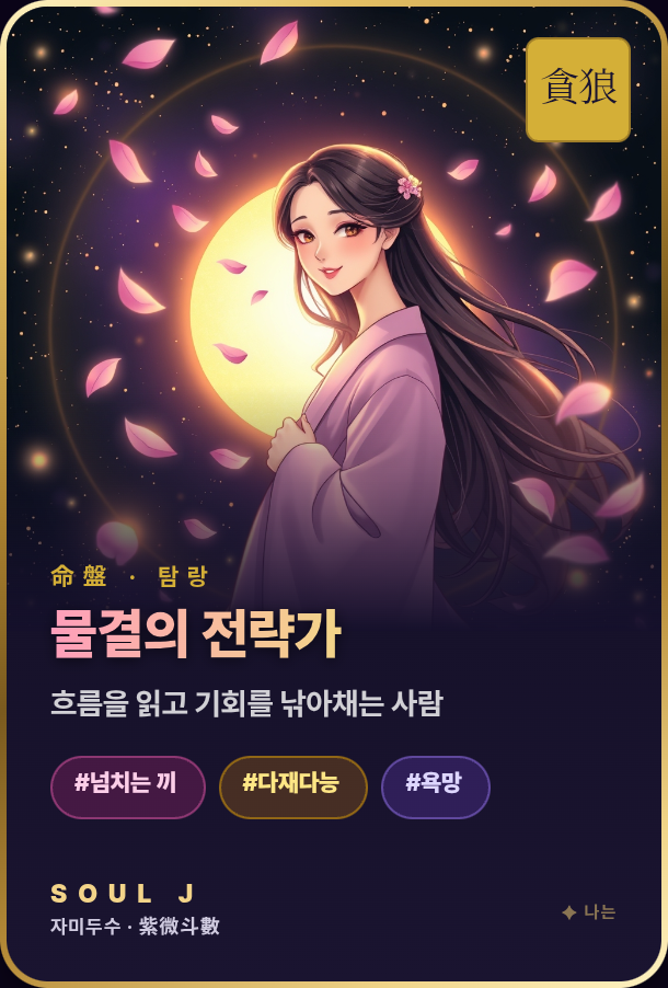 나의 주성 캐릭터 카드 — 명궁 주성을 그림으로
